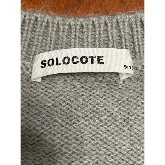 Solocote Pullover Sweater V-Neck Acrylic Blend Knit Fabric Long Sleeves Gray S - Picture 7 of 7